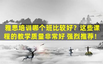 雅思培训哪个班比较好？这些课程的教学质量非常好 强烈推荐！